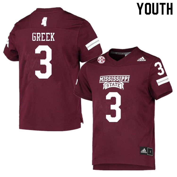 Youth #3 Daniel Greek Mississippi State Bulldogs College Football Jerseys Sale-Maroon